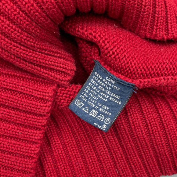 Polo Ralph Lauren Cowl Neck Shawl Collar Winter Ski Red Cotton Sweater Men's S - Picture 9 of 10